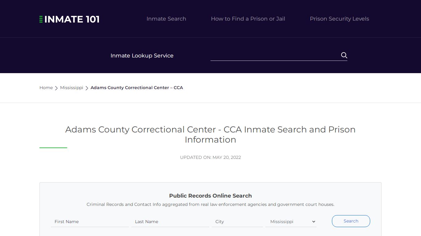 Adams County Correctional Center - CCA Inmate Search ...